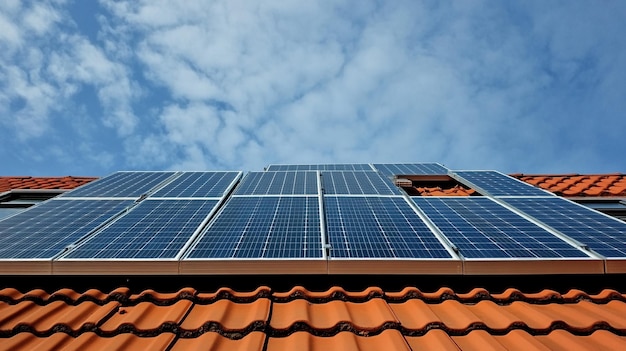 Photo a solar panel on a roof with the sky in the background