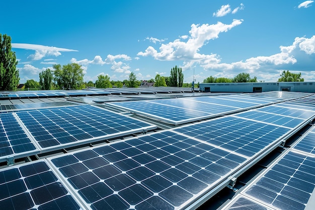 a solar panel on a roof with a sky background