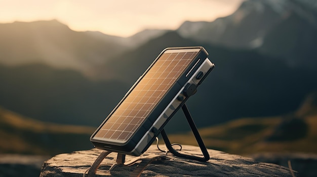 Solar Panel on Top of Rock Generates Clean Energy Earth Day