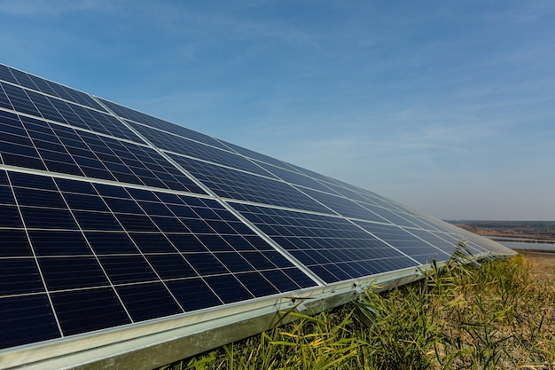 Solar Panels Against The Deep Blue Sky