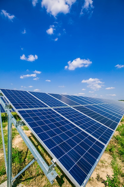 Solar panels under the blue sky