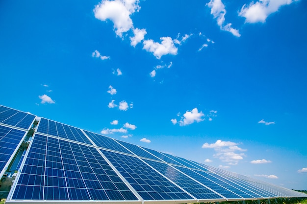 Solar panels under the blue sky