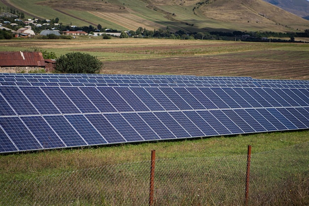 solar panels on the green grass solar energy