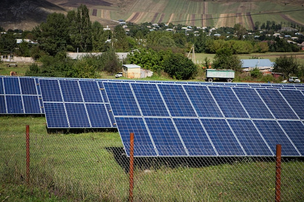 solar panels on the green grass solar energy