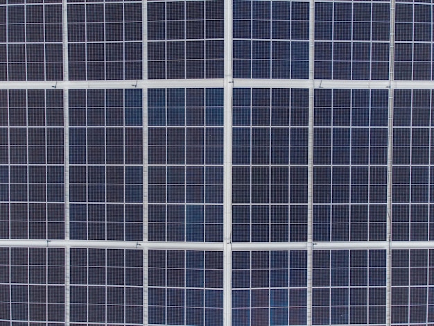 Solar panels on a house roof aerial view