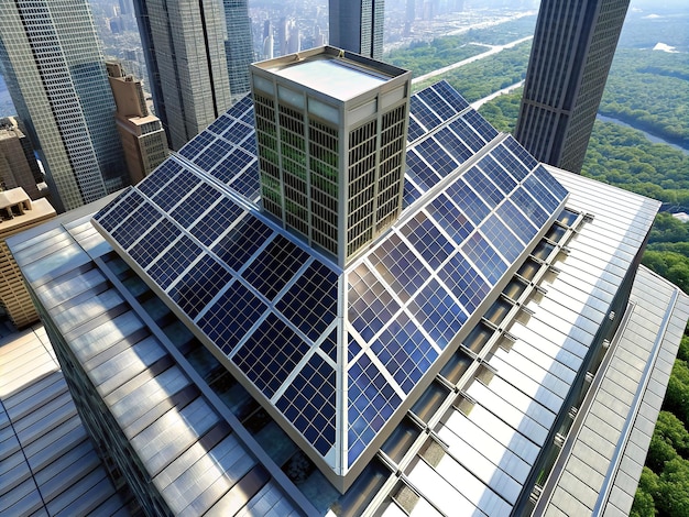 solar panels installed in a skyscraper