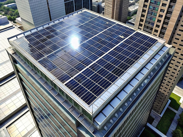 solar panels installed in a skyscraper