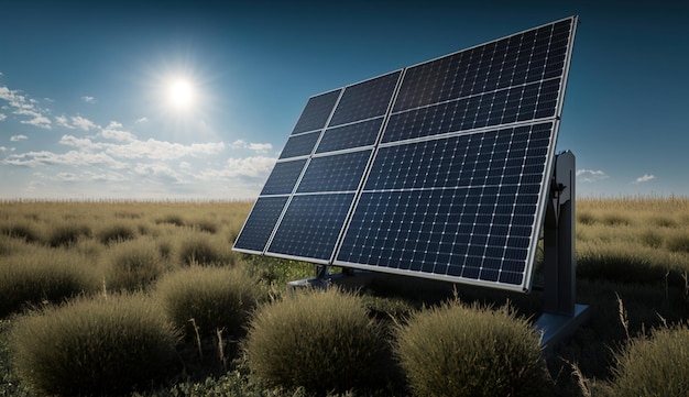 Solar panels perspective in a sunny day