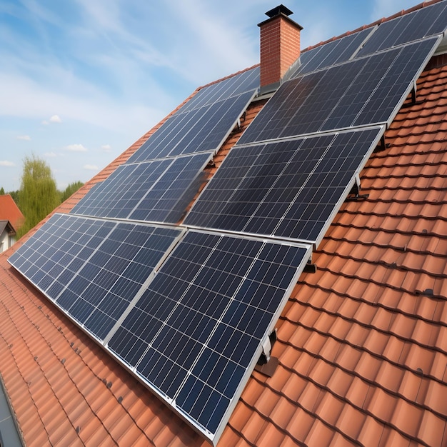 Solar panels on a red roof