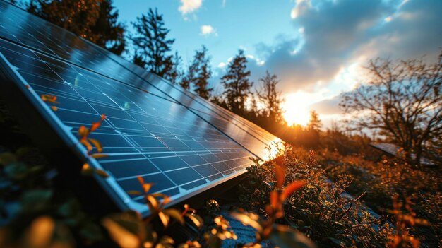 Solar panels on the roof of a house and blue sky Closeup with solar panels on the roof