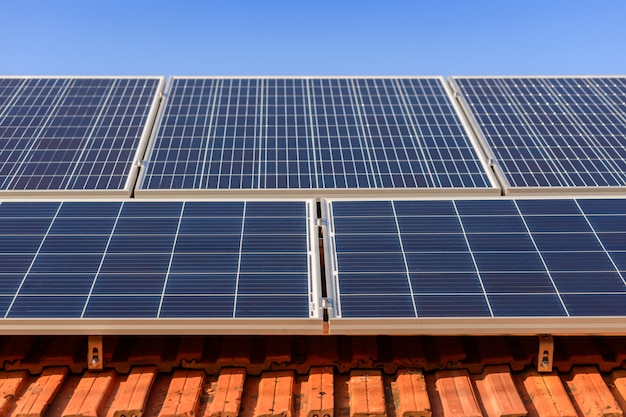 Solar panels at the top of the family house