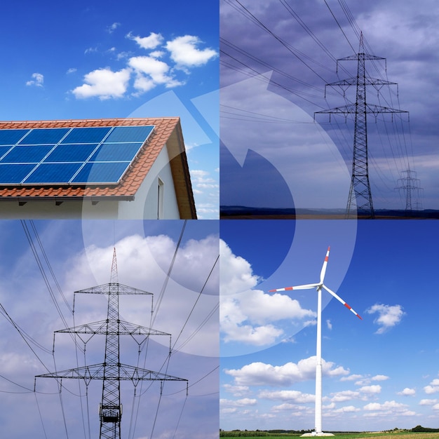 Solar panels on with a blue photocell