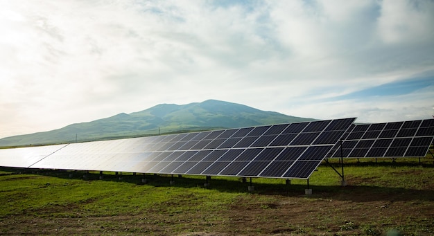 Solar panels with blue sky