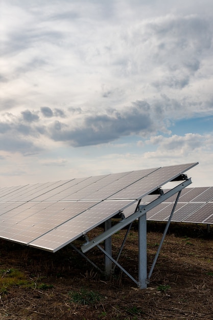 Solar photovoltaic panels on a field