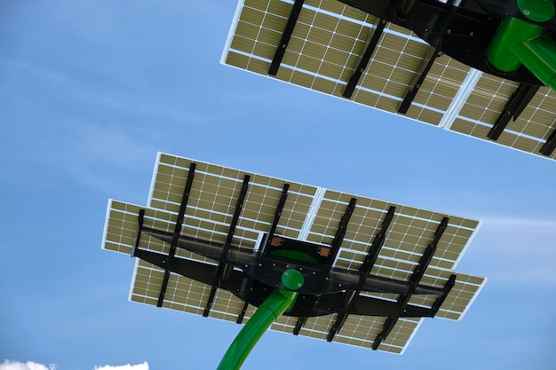 Solar photovoltaic panels mounted on city street pole for electricity supply of streetlights and surveillance cameras