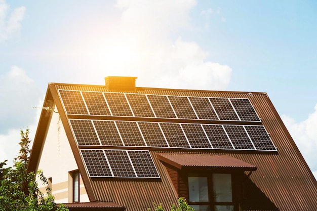 Solar power energy on the roof to a standard house