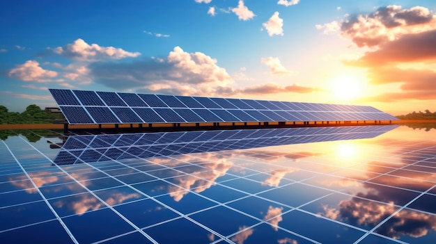 Solar power panel with blue sky