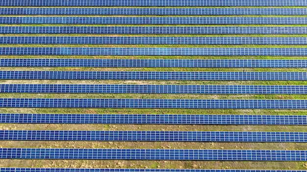 Solar power stations blue solar power plant modules close up