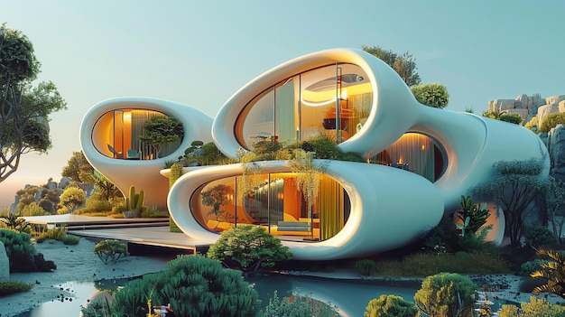 Solar powered futuristic house ecofriendly living hightech home