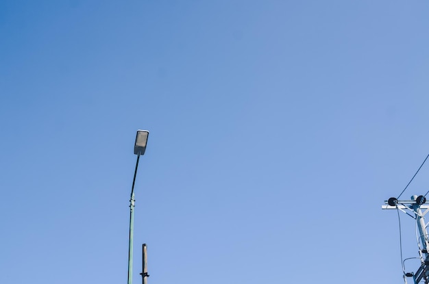 Solar street light on the road in the city the use of sunlight as power lighting