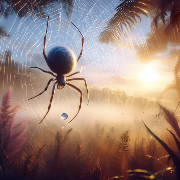 Solar Symphony Arachnid Architects Weave Radiant Webs That Dance with Sunlight