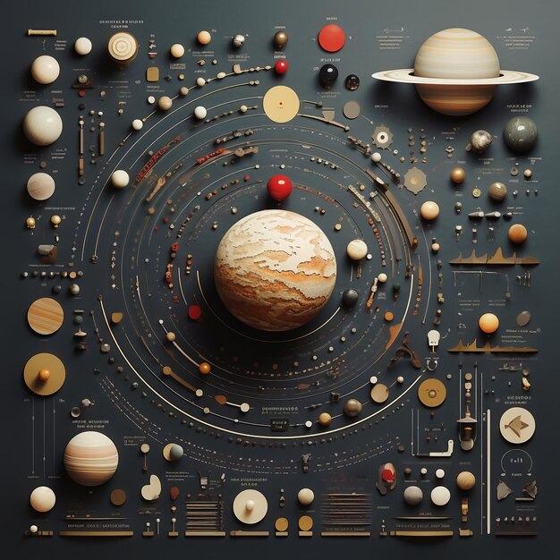 Photo the solar system is neatly arranged using a knolling style