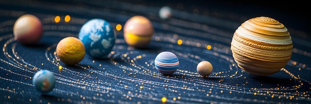 Photo solar system model featuring planets and stars