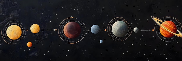 Photo solar system model with labeled planets