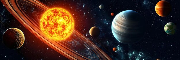 Solar system model with labeled planets