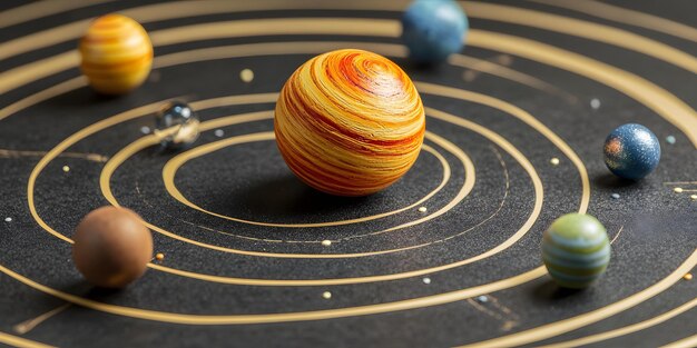 Solar system model with orbiting planets