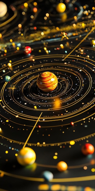 Solar system model with planets in vivid detail