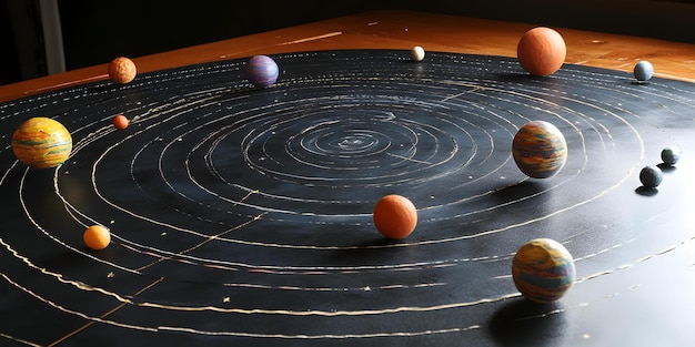 Solar system model with revolving planets