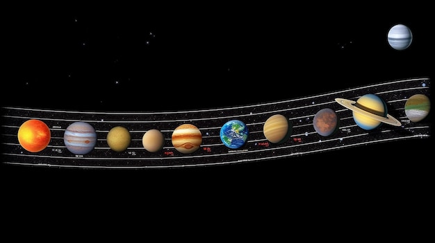 Photo solar system planets and certain moons generative ai