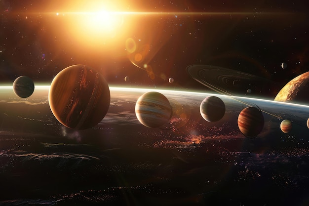 Photo solar system planets view from space