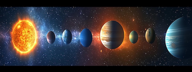 Photo solar system sun mercury venus planet earth mars jupiter saturn uranus neptune