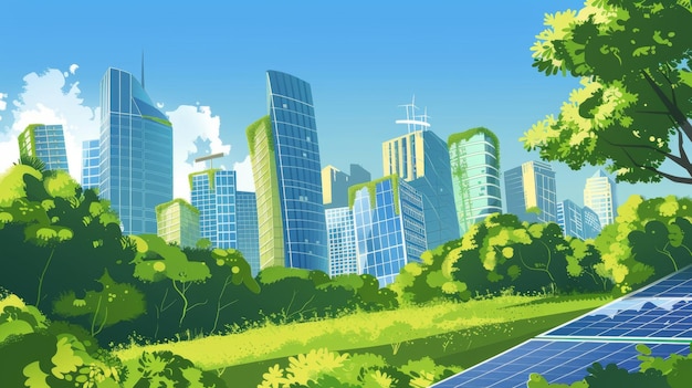 SolarPowered Green City Landscape AI Generated