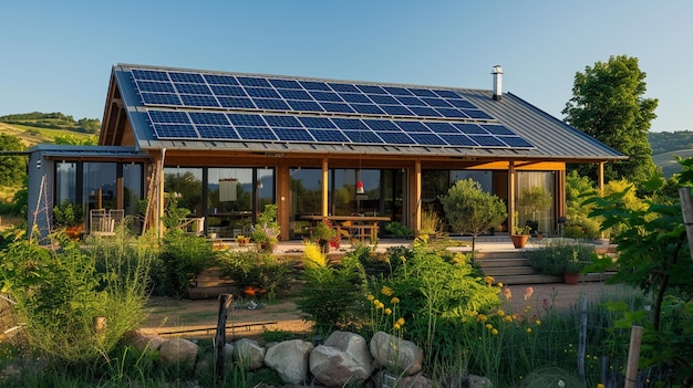 SolarPowered House With RoofMounted Solar Panels