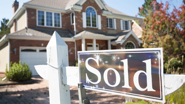 A Sold sign in front of a charming suburban house indicating a successful transaction