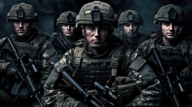 Soldier in Combat Uniforms with assault rifle