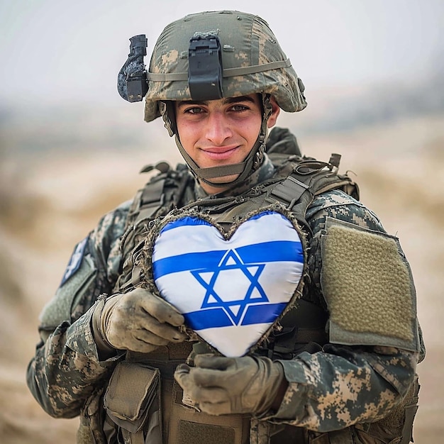 Photo a soldier in an israel defense forces uniform standing at attention