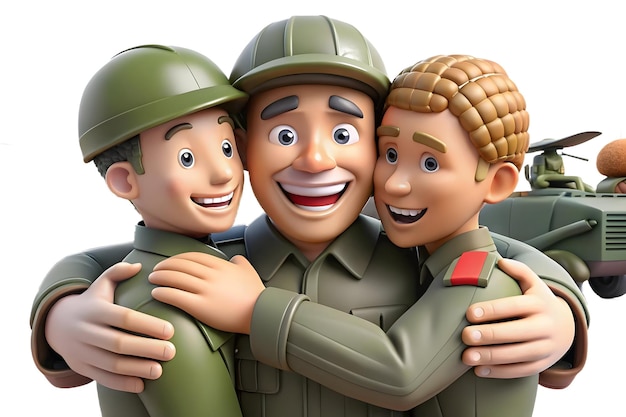 Photo soldier laughing with comrades during a candid moment concept as a heartwarming candid photo capturi