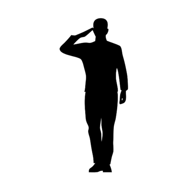 Photo soldier man salute silhouette vector illustration full body pictogram