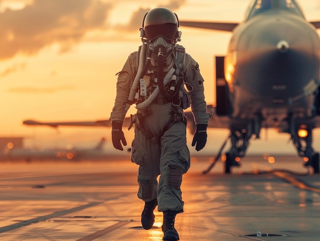 Photo a soldier in a military uniform walks on the deck of a ship