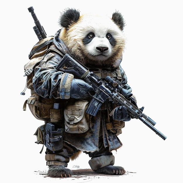 Soldier Panda with gun cartoon Army Panda Soldier cartoon illustration Panda animal cartoon