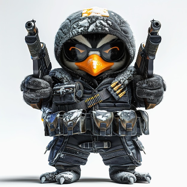 Soldier Penguin with gun cartoon Army Penguin Soldier cartoon illustration Penguin animal cartoon