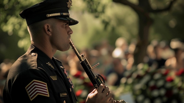 a soldier playing a trumpet with the word quot us army quot on the side