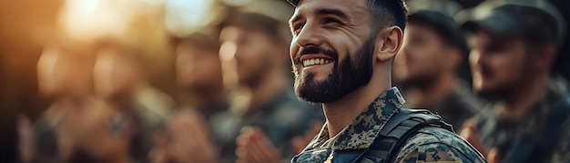 Photo soldier receiving a medal with a proud smile concept as a candid shot of a soldier receiving a medal