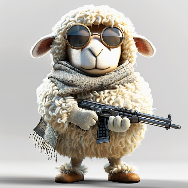 Soldier sheep with gun cartoon Army sheep Soldier cartoon illustration sheep animal cartoon