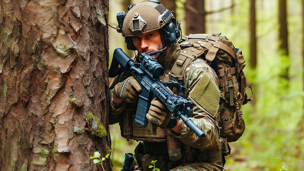 A Soldier Showcases Stealth and Courage in a Lush Natural Haven