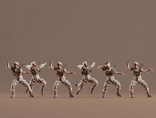 Soldier Sync Minimalistic 3D Military Dance Routine